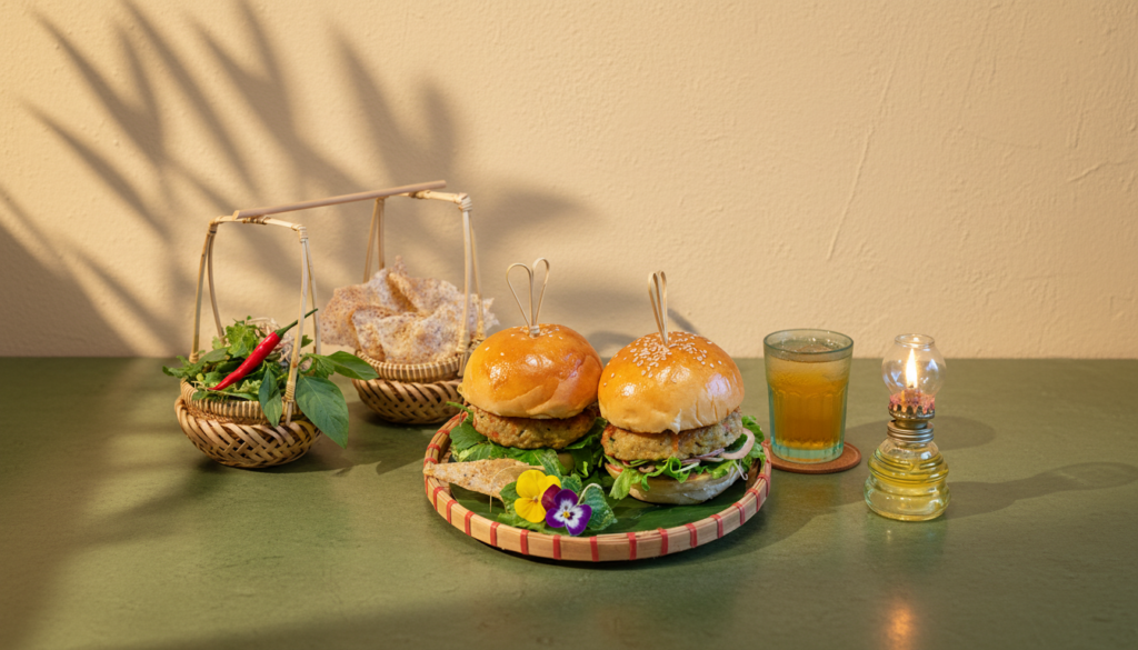 Mì Quảng Burger, inspired by the flavours of Central Vietnam’s iconic Mì Quảng